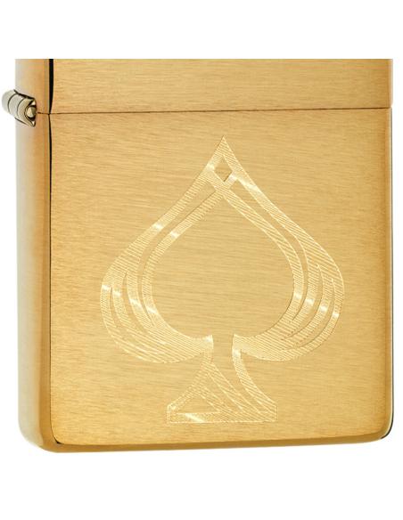 Zippo Lighter Brass Finish With Engraved Ace Of Spades