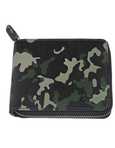 PORTEFEUILLE ZIPPO EN CUIR AVEC FERMETURE ÉCLAIR EN VERT CAMOUFLAGE