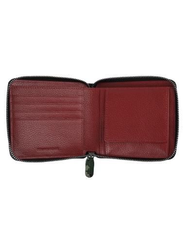 LEATHER ZIPPERED WALLET IN GREEN CAMOUFLAGE BY ZIPPO