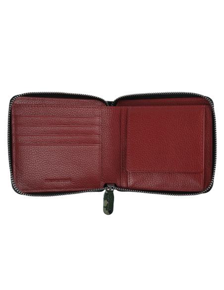 PORTEFEUILLE ZIPPO EN CUIR AVEC FERMETURE ÉCLAIR EN VERT CAMOUFLAGE