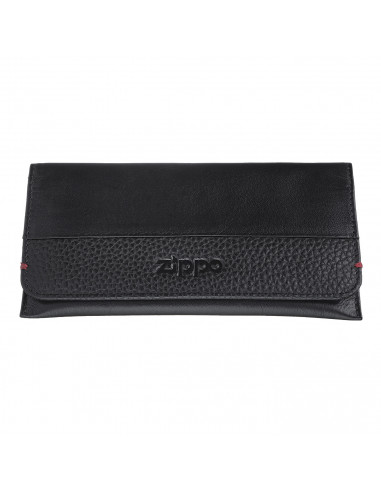 DOUBLE BODY TOBACCO POUCH IN BLACK NAPPA LEATHER BY ZIPPO