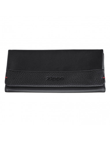TRIFOLD TOBACCO POUCH IN BLACK NAPPA LEATHER BY ZIPPO