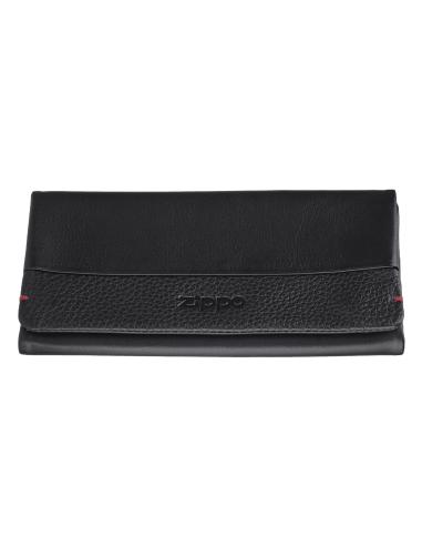 TRIFOLD TOBACCO POUCH IN BLACK NAPPA LEATHER BY ZIPPO