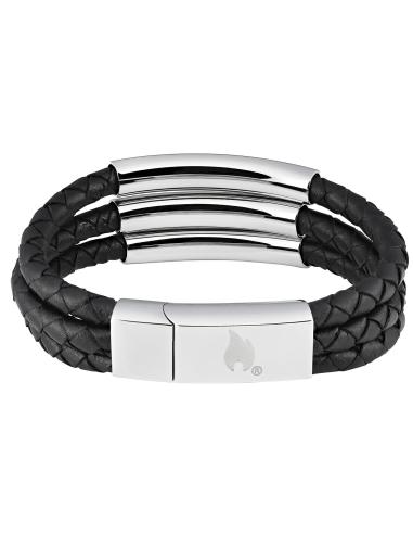 Comprar Pulsera Triple 22 Cm En Cuero Negro Y Cromo Zippo a precio de oferta