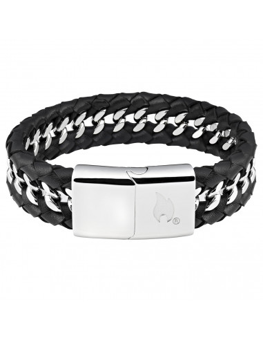 LEATHER AND STEEL BRACELET INTERTWINED 22 CM ZIPPO