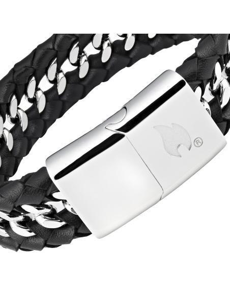 Comprar Pulsera De Cuero Y Acero Entrelazados De 22 Cm Zippo a precio de oferta