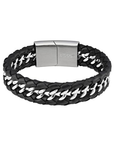 Steel Bracelet And Leather Intertwined 20 Cm Zippo