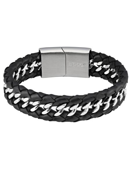 PULSEIRA DE COURO E AÇO 20 CM ZIPPO