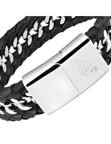 PULSEIRA DE COURO E AÇO 20 CM ZIPPO