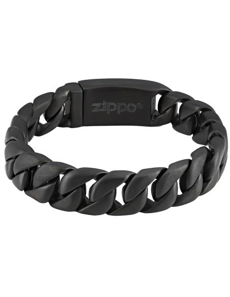 PULSEIRA PRETA COM ELOS DE AÇO DE 20 CM ZIPPO