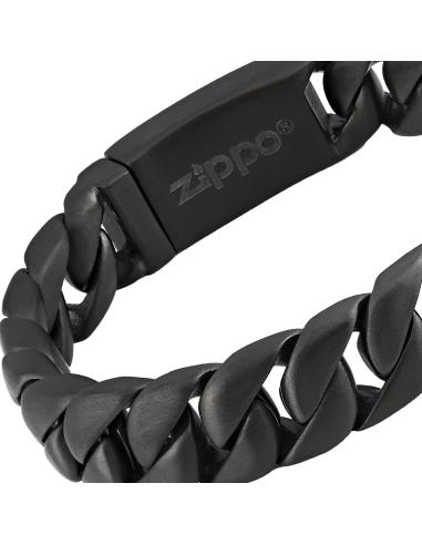 Bracelet Noir Avec Maillons En Acier 20 Cm Zippo