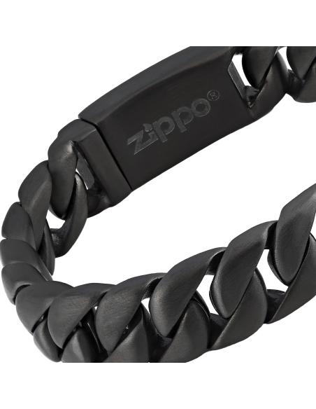 Comprar Pulsera Negra Con Eslabones De Acero 20 Cm De Zippo a precio de oferta