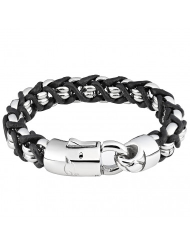 STAINLESS STEEL BRACELET AND LEATHER BRAIDED 20 CM ZIPPO