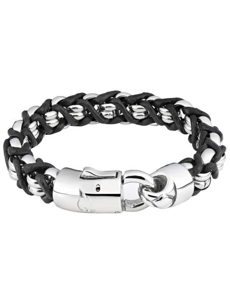 Bracelet En Acier Inoxydable Et Cuir Tressé 20 Cm Zippo