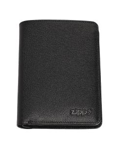 CARTEIRA VERTICAL DE COURO PRETO SAFFIANO ZIPPO