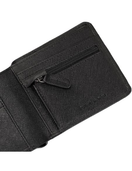 CARTEIRA COM FECHO DE CORRER HORIZONTAL EM COURO ZIPPO