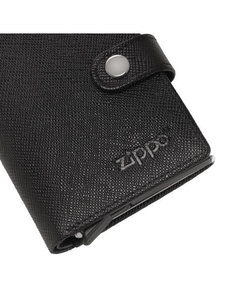 CARTEIRA EM PELE SAFFIANO COM PORTA-CARTÕES AUTOMÁTICO ZIPPO