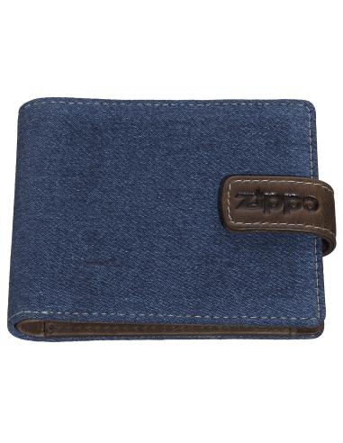 CARTEIRA HORIZONTAL COM PORTA-MOEDAS DE COURO E GANGA ZIPPO