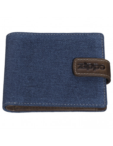 HORIZONTAL WALLET WITH LEATHER AND DENIM COIN PURSE ZIPPO