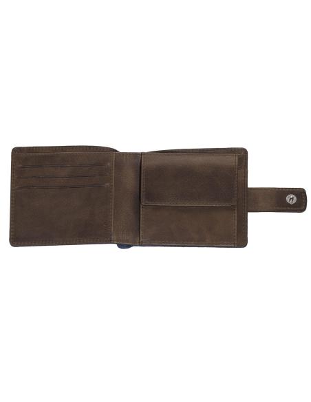 CARTEIRA HORIZONTAL COM PORTA-MOEDAS DE COURO E GANGA ZIPPO