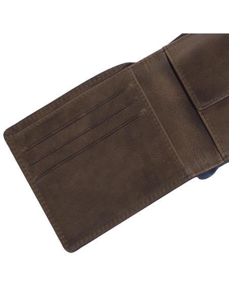 CARTEIRA HORIZONTAL COM PORTA-MOEDAS DE COURO E GANGA ZIPPO