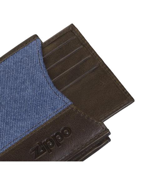 CARTEIRA DE COURO E GANGA COM PORTA-CARTÕES AMOVÍVEL ZIPPO