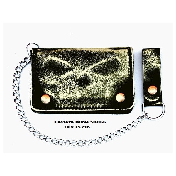 PHANTOM AGED SKULL CHAIN WALLET WITH CHAIN