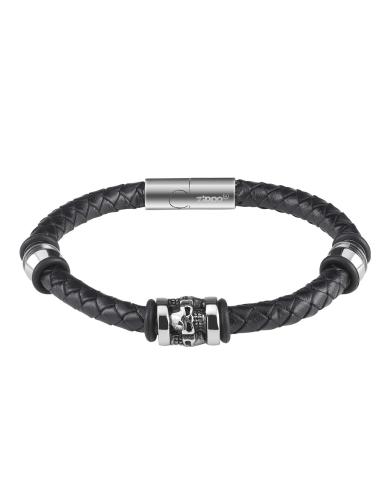 PULSEIRA DE COURO DE 20 CM COM 3 CAVEIRAS ZIPPO