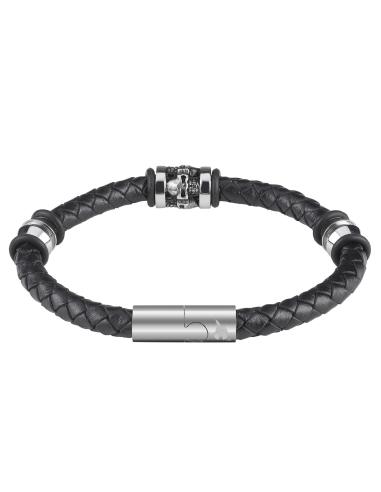 Comprar Pulsera De Piel De 20 Cm Con 3 Calaveras De Zippo a precio de oferta