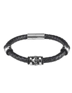 LEATHER BRACELET WITH 3 SKULLS 22 CM BY ZIPPO