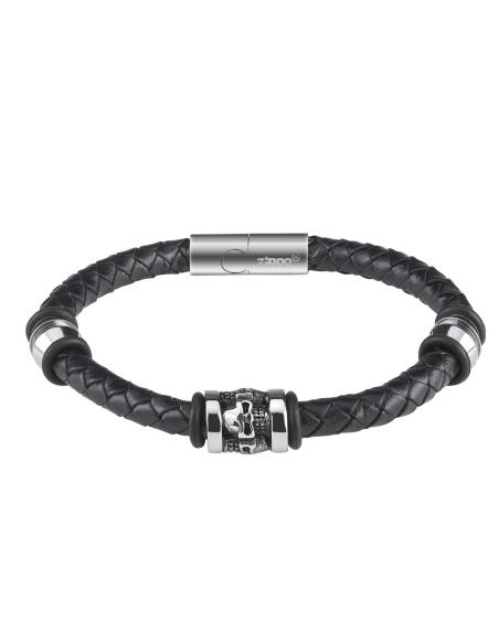 BRACELETE DE COURO COM 3 CAVEIRAS DE 22 CM DE ZIPPO