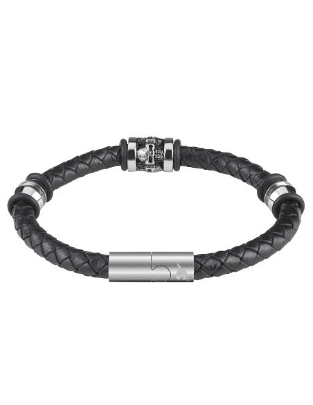 Comprar Pulsera De Cuero Con 3 Calaveras  De 22 Cm De Zippo a precio de oferta