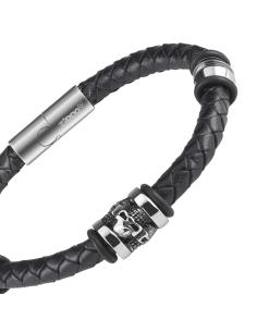 Comprar Pulsera De Cuero Con 3 Calaveras  De 22 Cm De Zippo a precio de oferta 2