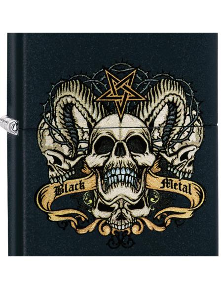 LIGHTER WITH BLACK METAL SKULL BY ZIPPO
