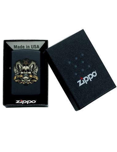 BRIQUET AVEC TÊTE DE MORT EN MÉTAL NOIR DE ZIPPO