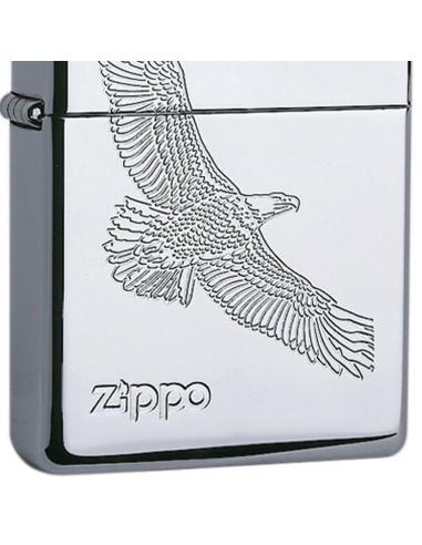 ISQUEIRO ZIPPO CROMADO POLIDO COM ÁGUIA