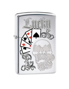 BRIQUET CRÂNE ET LETTRES LUCKY DE ZIPPO