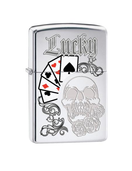 Comprar Mechero Calavera Y Cartas Lucky De Zippo a precio de oferta