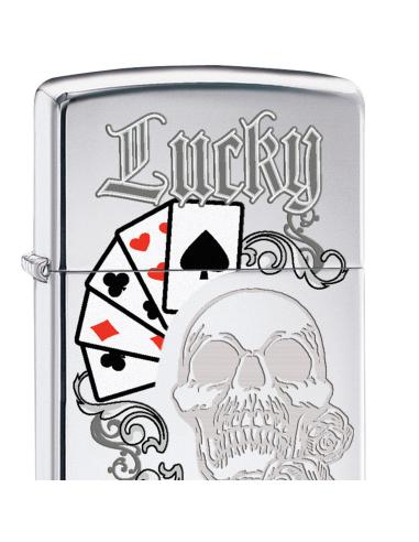 BRIQUET CRÂNE ET LETTRES LUCKY DE ZIPPO