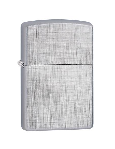 CHROME LIGHTER WITH BRUSHED LINEN WEAVE ZIPPO