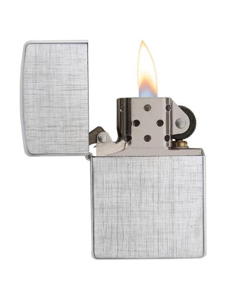 BRIQUET CHROMÉ  BROSSÉ EN TISSU DE LIN ZIPPO