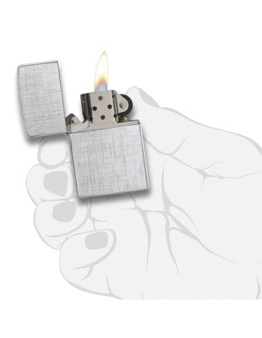 BRIQUET CHROMÉ  BROSSÉ EN TISSU DE LIN ZIPPO