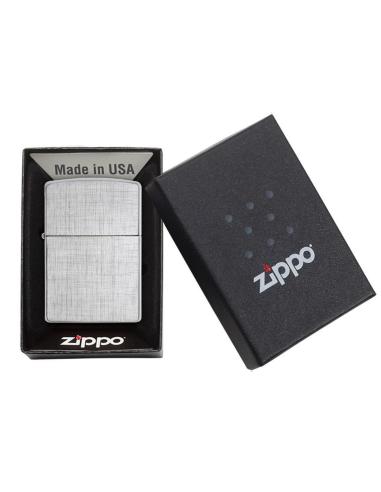 CHROME LIGHTER WITH BRUSHED LINEN WEAVE ZIPPO