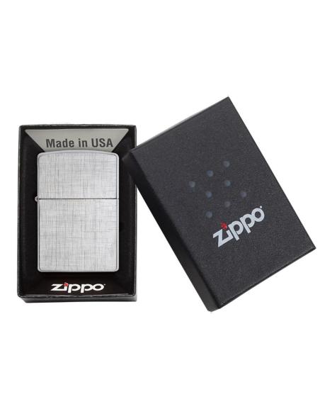 BRIQUET CHROMÉ  BROSSÉ EN TISSU DE LIN ZIPPO