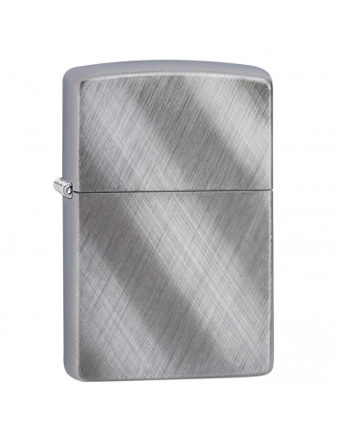 BRUSHED CHROME LIGHTER IN DIAGONALS BY ZIPPO