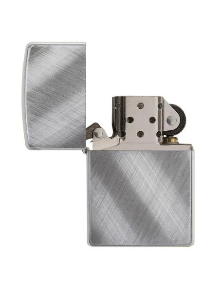 BRUSHED CHROME LIGHTER IN DIAGONALS BY ZIPPO