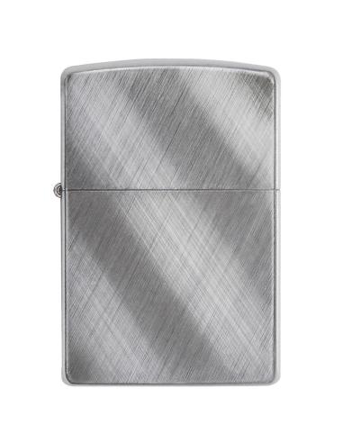 BRUSHED CHROME LIGHTER IN DIAGONALS BY ZIPPO