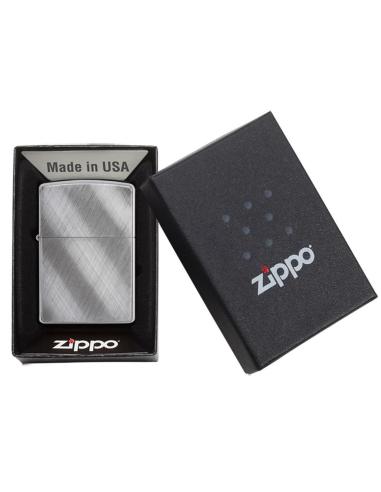 BRUSHED CHROME LIGHTER IN DIAGONALS BY ZIPPO