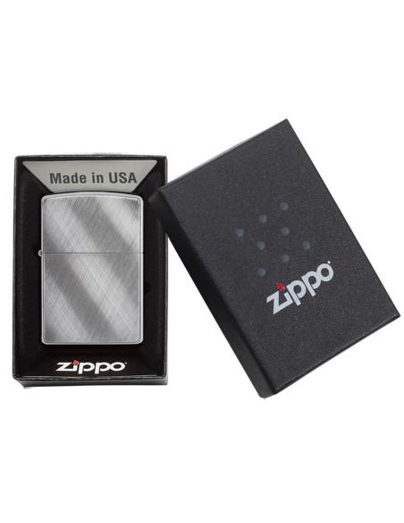 BRIQUET CHROME BROSSÉ EN DIAGONAUX ZIPPO