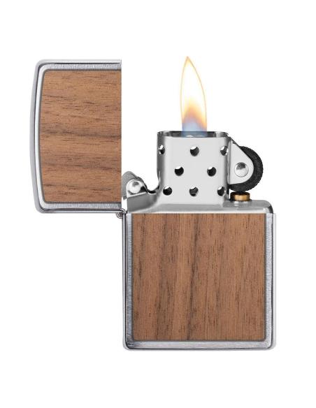 ISQUEIRO ZIPPO COM MADEIRA DE NOGUEIRA
